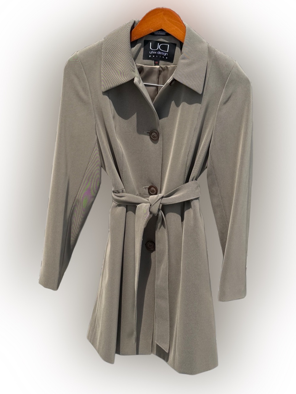 Vintage Trench Coat Olive Green Petite Small Utex Belted Jacket Fall Lightweight